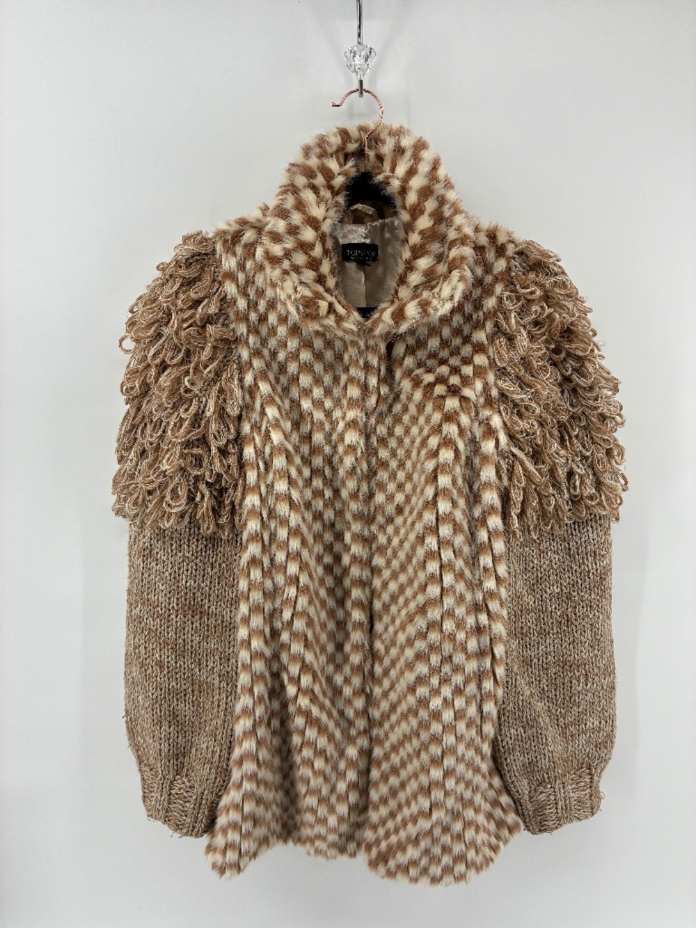 MASSIVE $10 SALE Topshop Textured Teddy Jacket in Cream and Brown